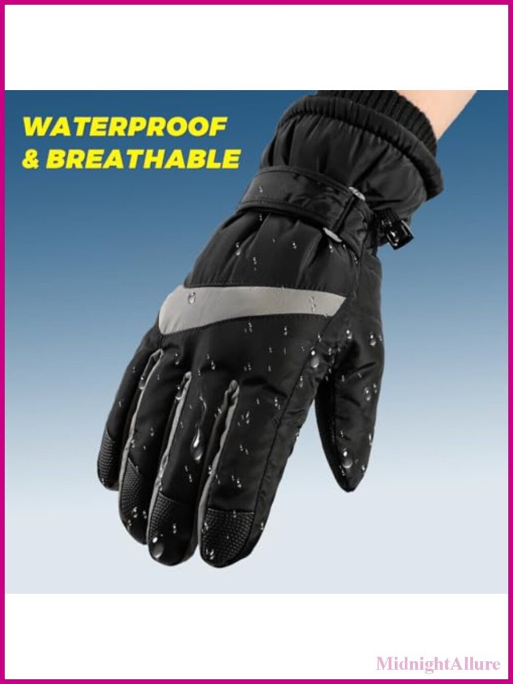 Waterproof Windproof Ski Gloves Touchscreen PU Leather Palm Wool Lined - Picture 3 of 6